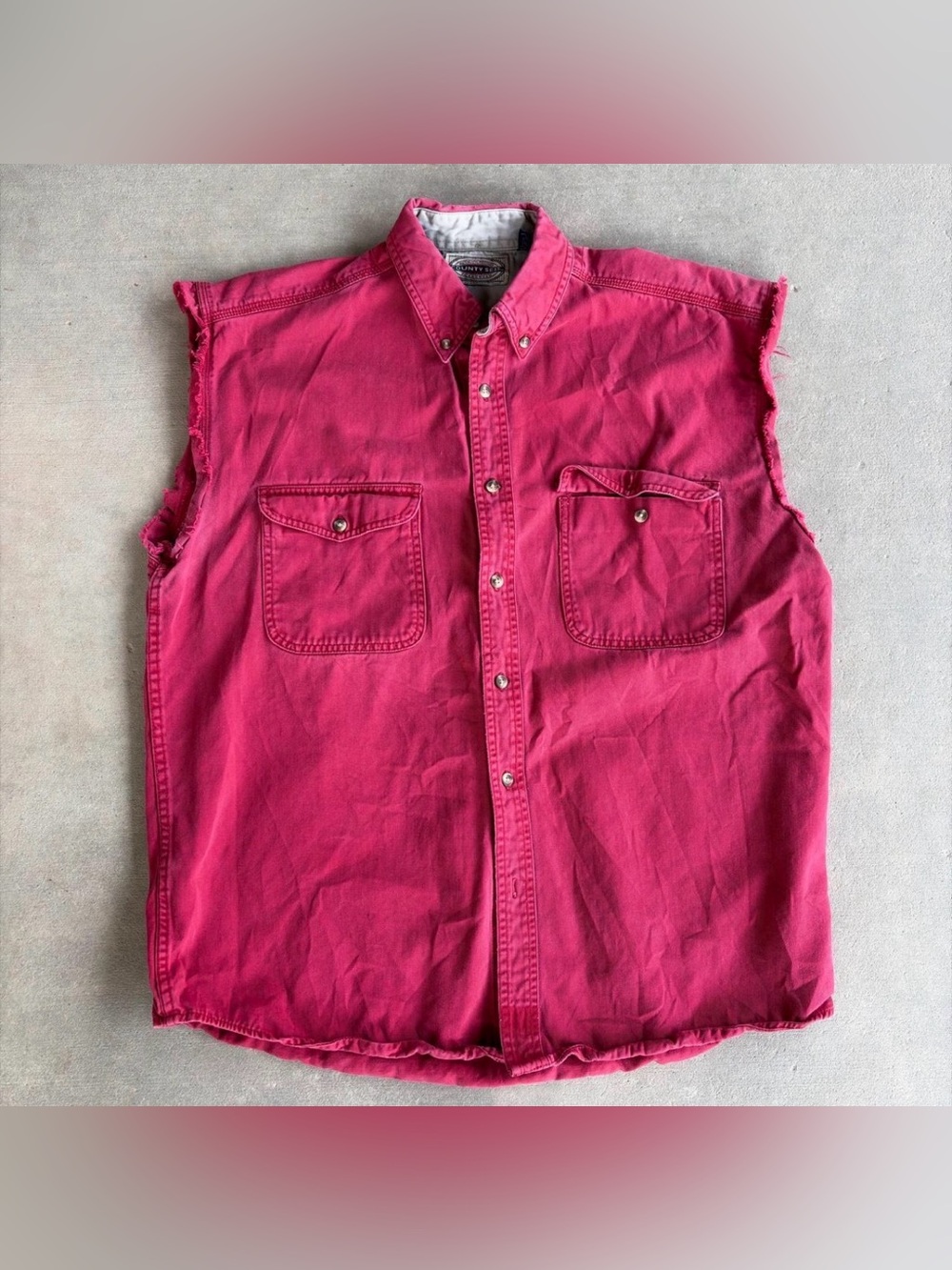 90s Red Sleeveless Button-Down Vest